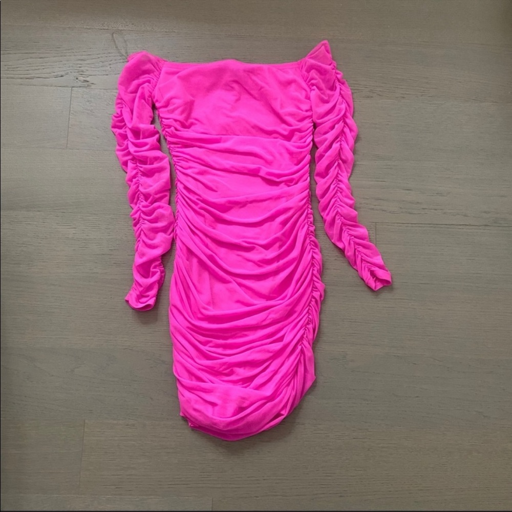 Hot Pink Ruched Bodycon Dress